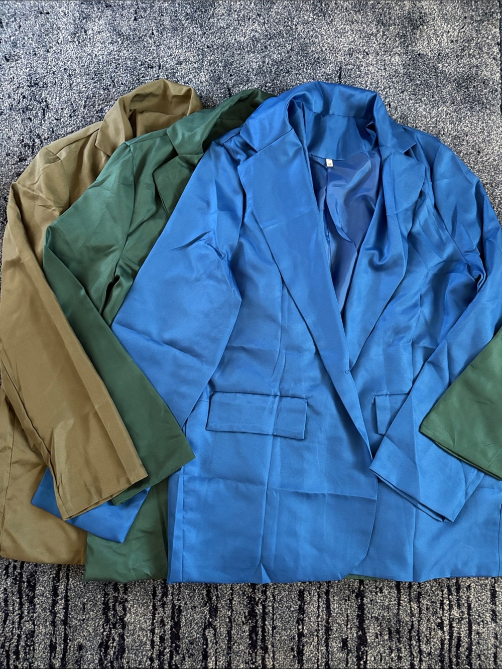 Women’s Blue Satin Blazer - Classic Single-Breasted Jacket